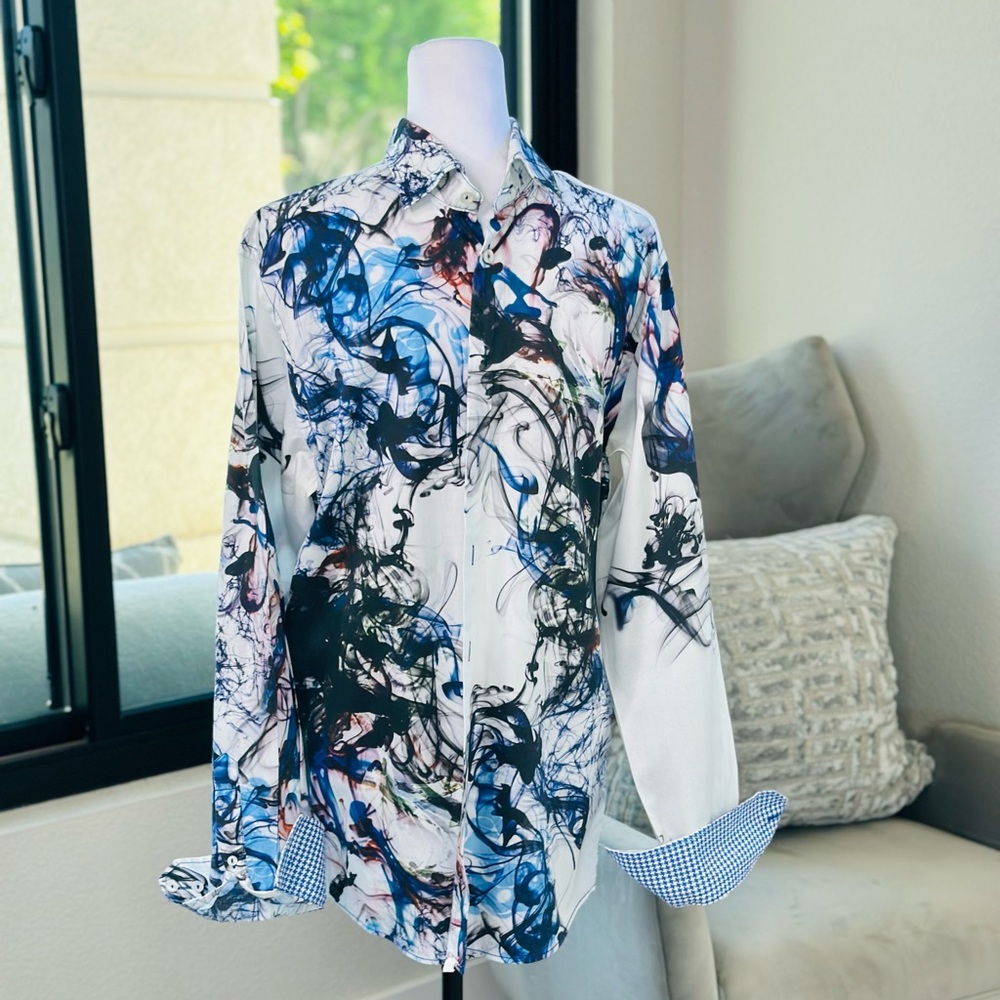 Georg Roth Limited-Edition-Manhattan Button-Down Shirt - White & Blue